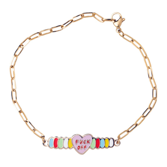 F*ck Off Charm Bracelet | Gold Enamel Swear Word Jewelry