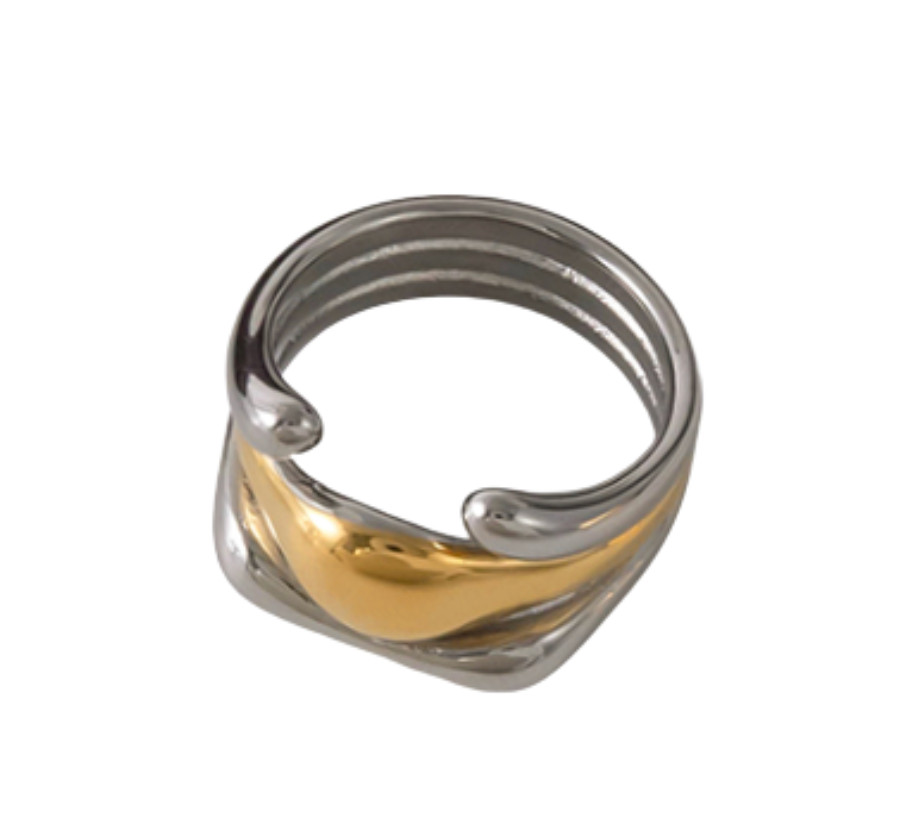 Mia- Triple Two Tone Ring stack- Waterproof-Steel