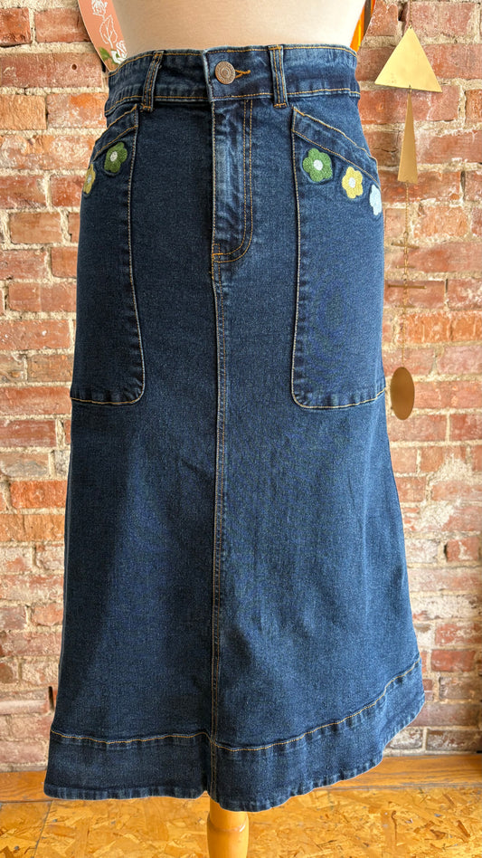 Euphonia Denim Midi Skirt