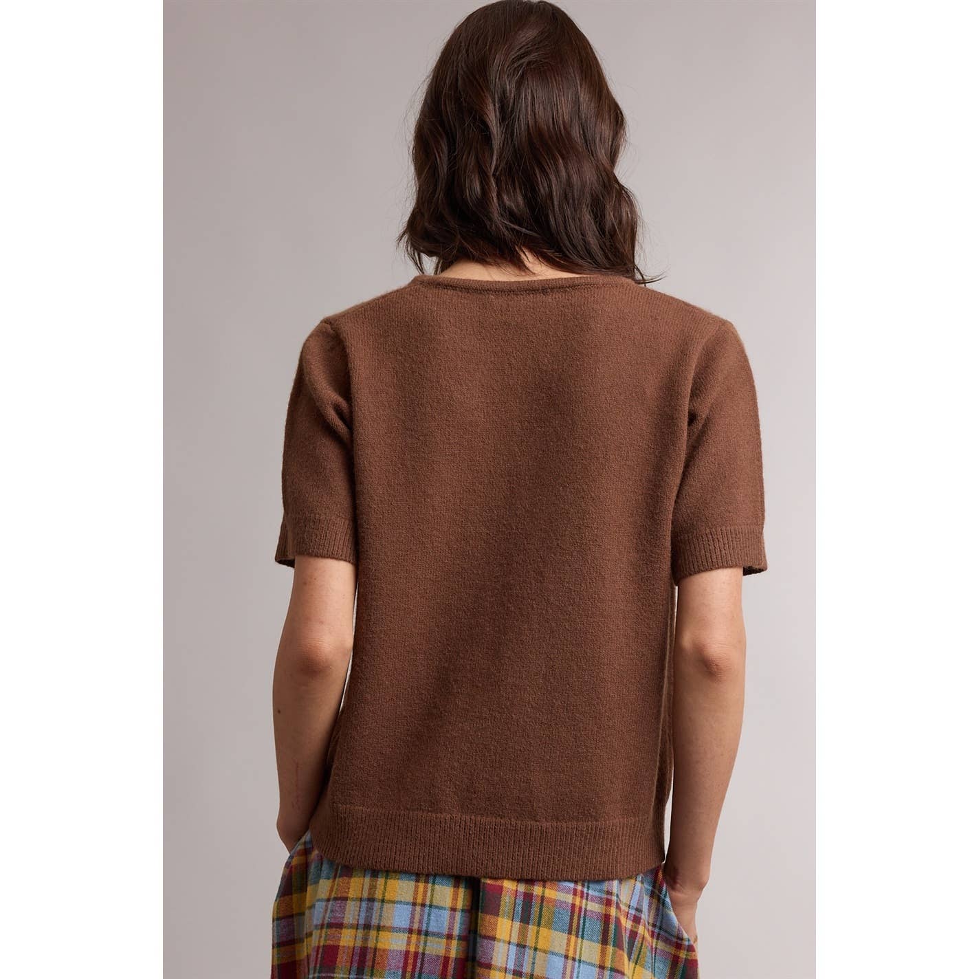 Tie Neck Short Sleeve Sweater