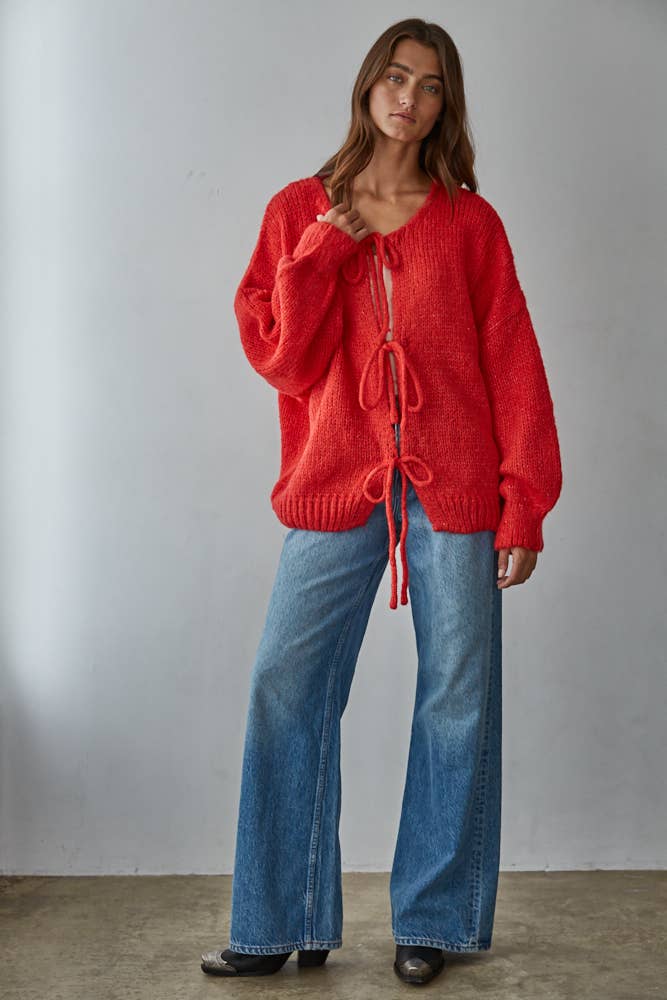 Tie Front Long Sleeve Cardigan