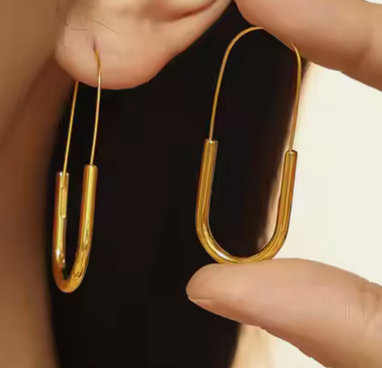 Paperclip Hoop- Drop Stainless Steel Earring