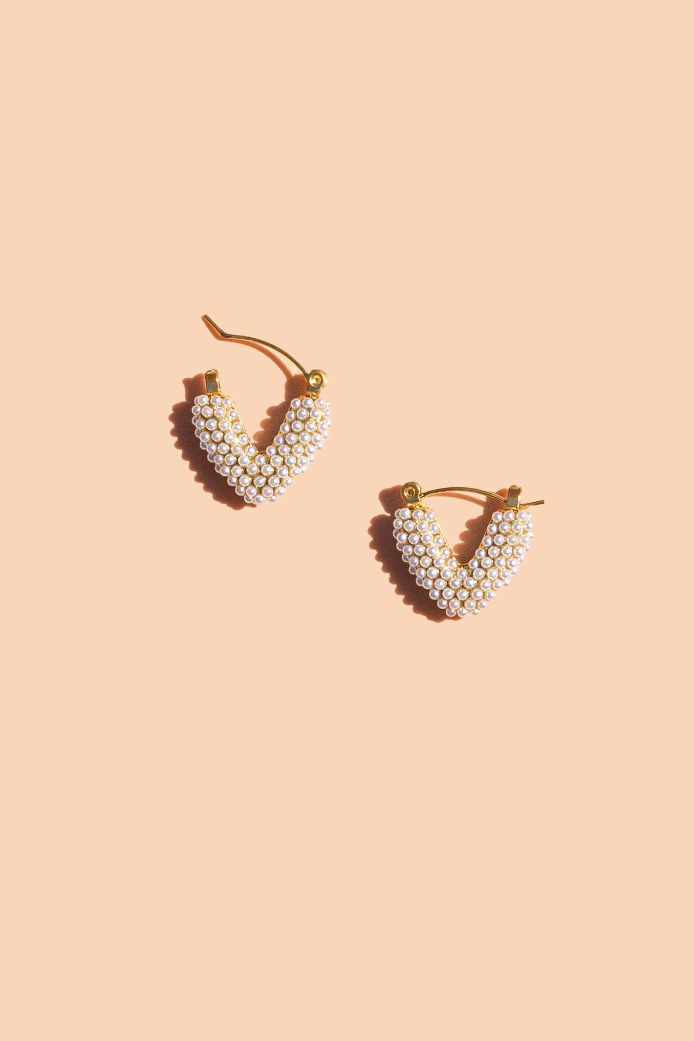 Pearl Mini Dot Hoops - 18K Gold Plated