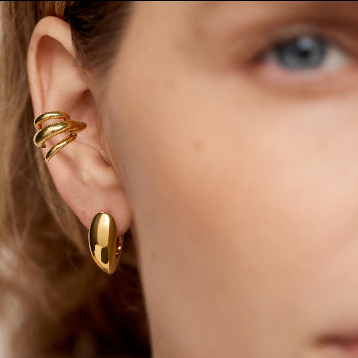 Echo Ear Cuff- Triple Wrap Ear Cuff- 18K Gold Waterproof 1pc