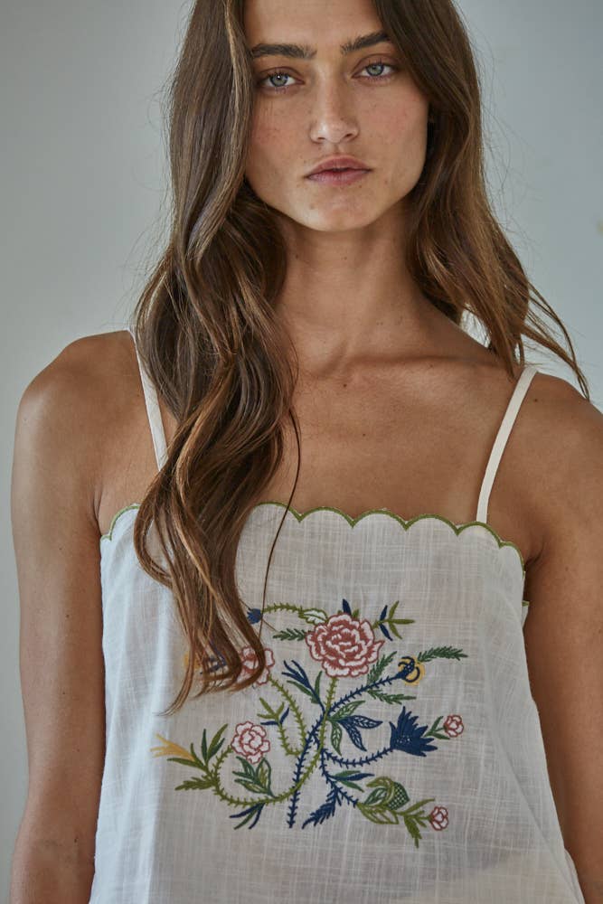 Embroidered Sleeveless Top