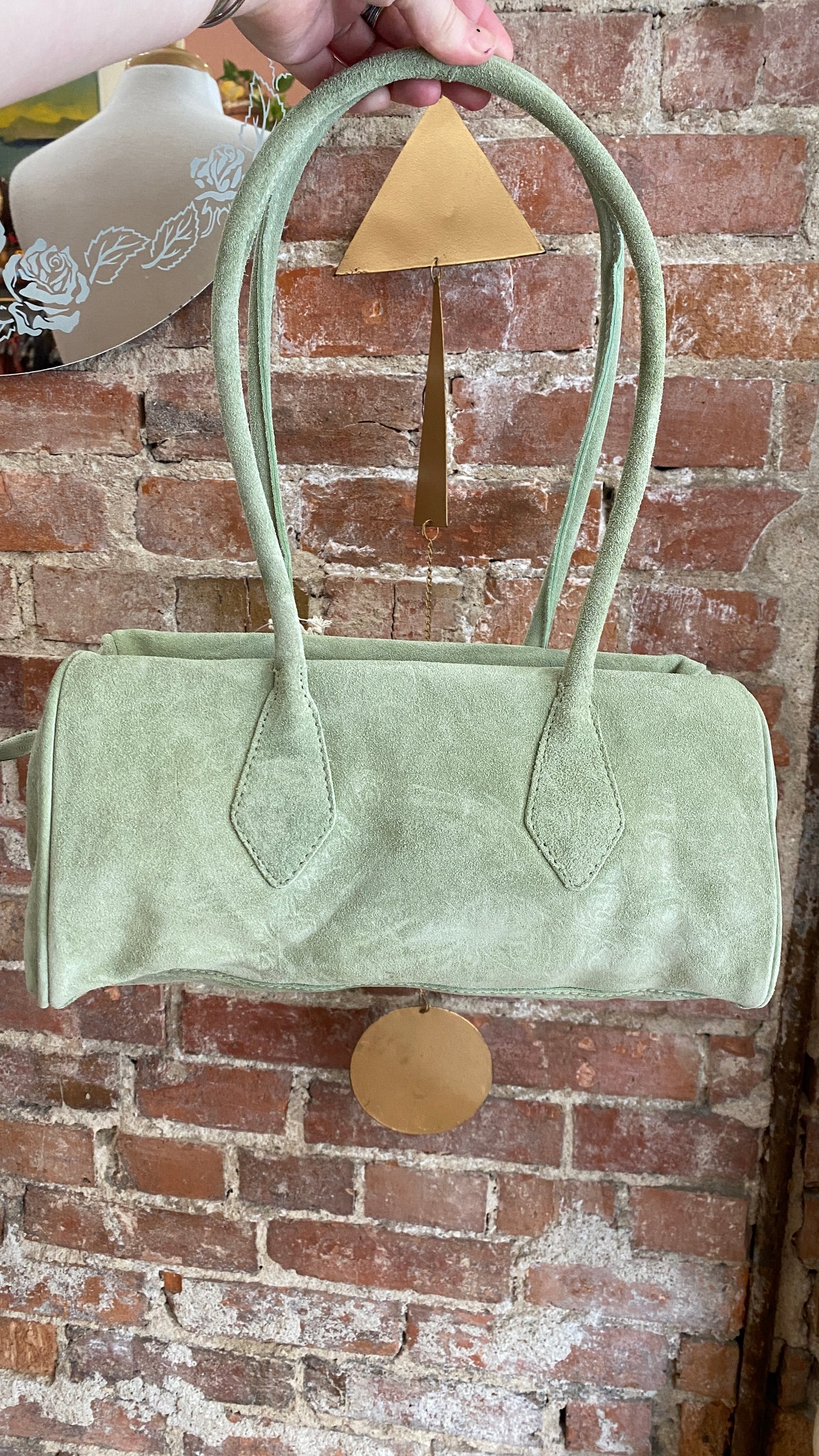Sierra Suede Shoulder Bag in sage