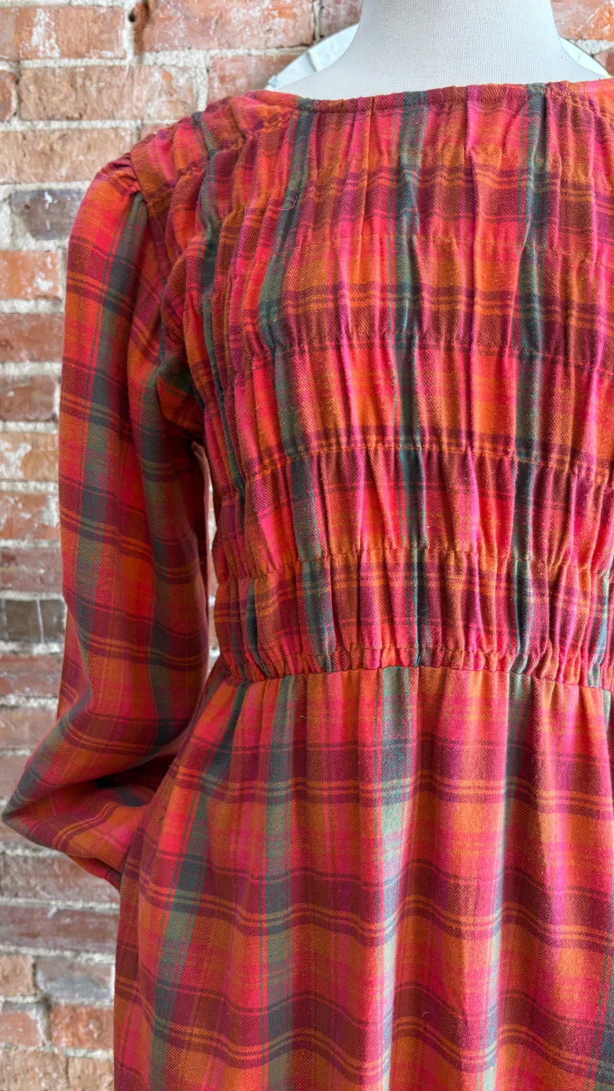 Pink Plaid Midi Dress