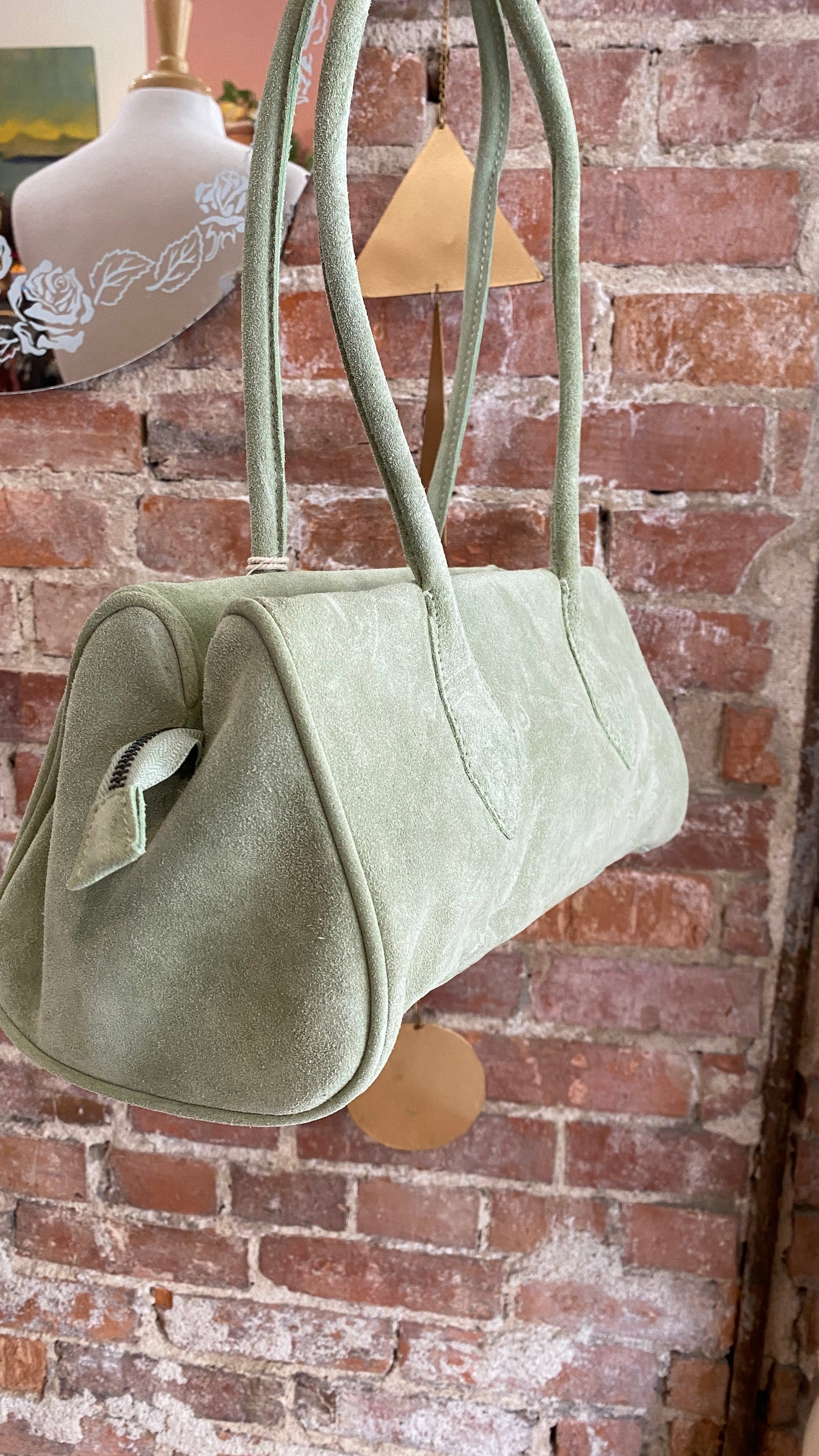 Sierra Suede Shoulder Bag in sage