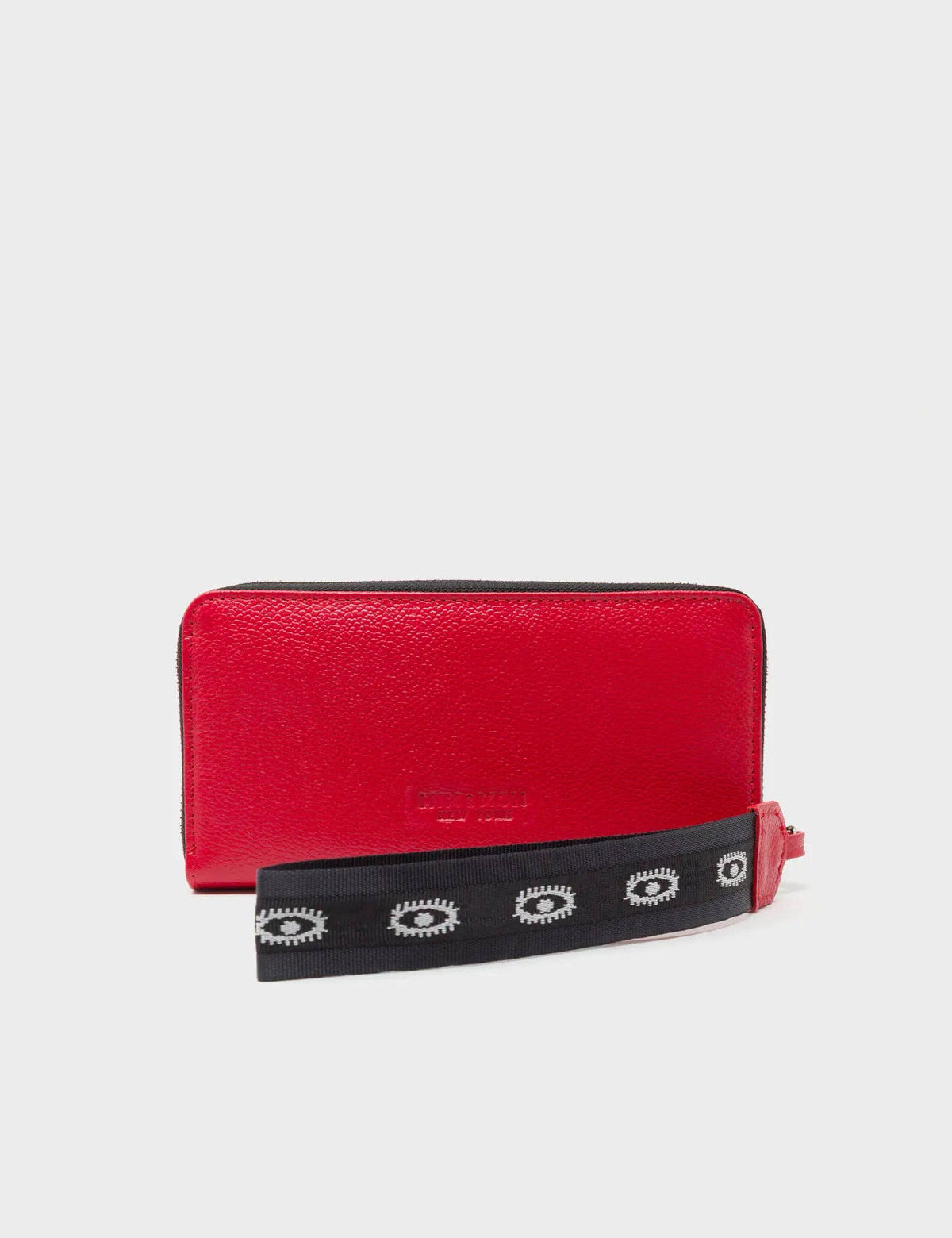 Francis Jester Red Leather Wallet - All Over Eyes Embroidery