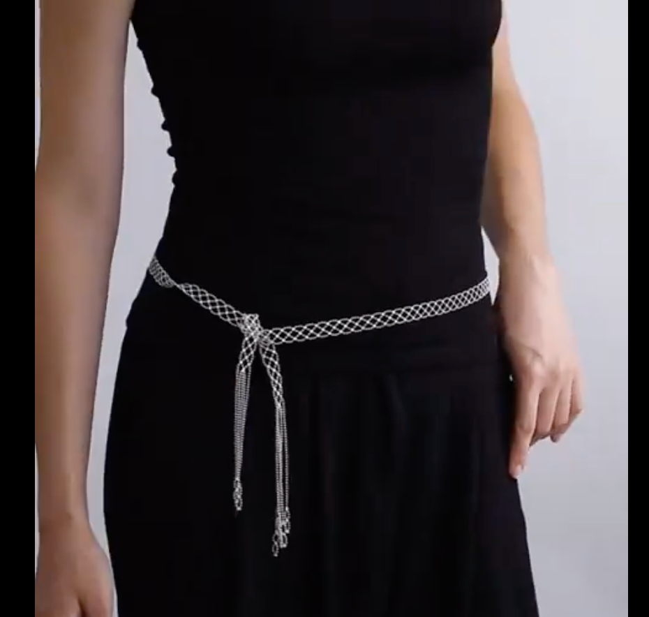 Lady Anne Lace Metal Scarf Fringe Necklace- PVD 
