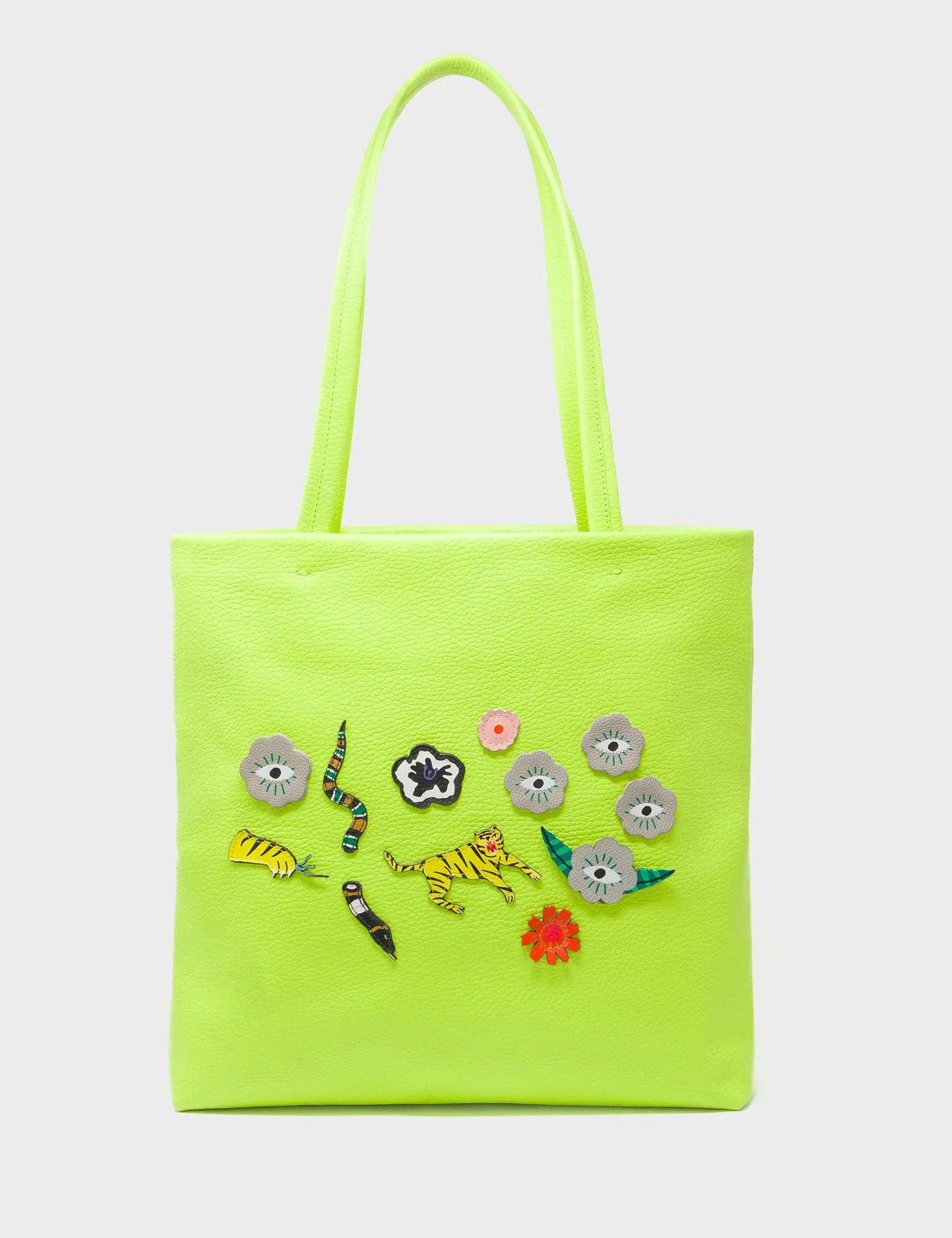 Matt Sharp Green Leather Tote Bag - Floralia Design