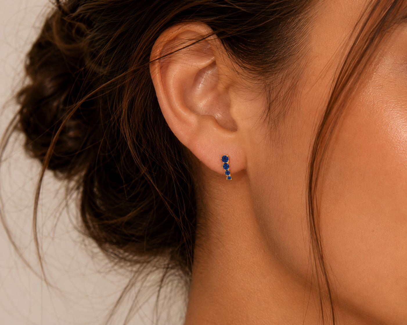 Mini Crawler - Sapphire CZ - Gold Earrings