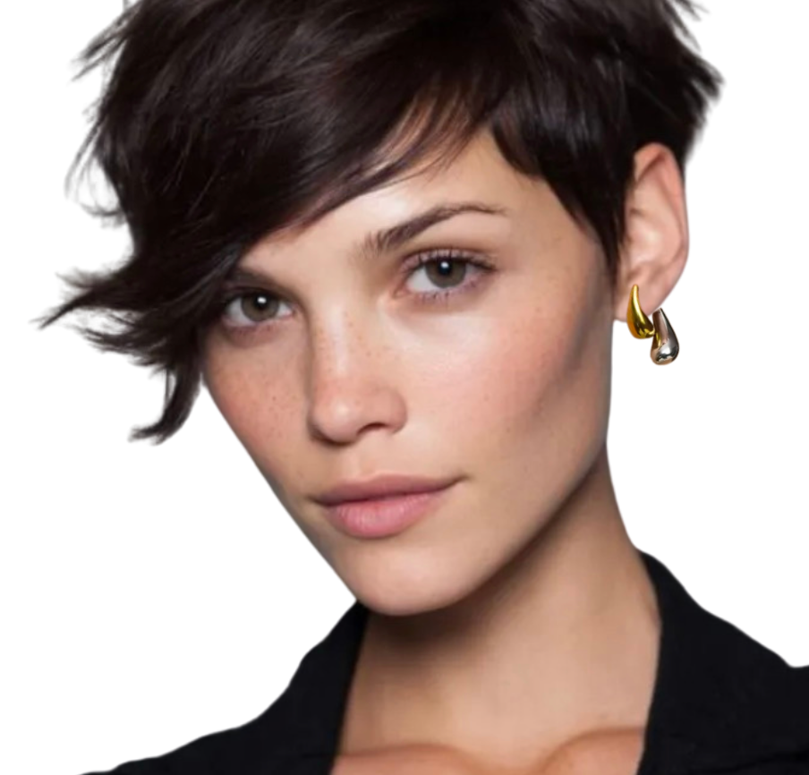 Martha-double Drop Two Tone 14K PVD Stud Earrings