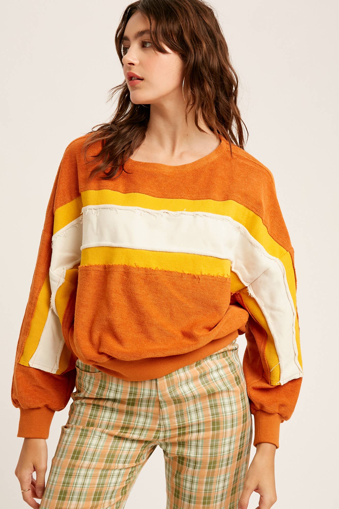 Colorblock Striped Knit Pullover