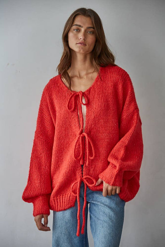 Tie Front Long Sleeve Cardigan