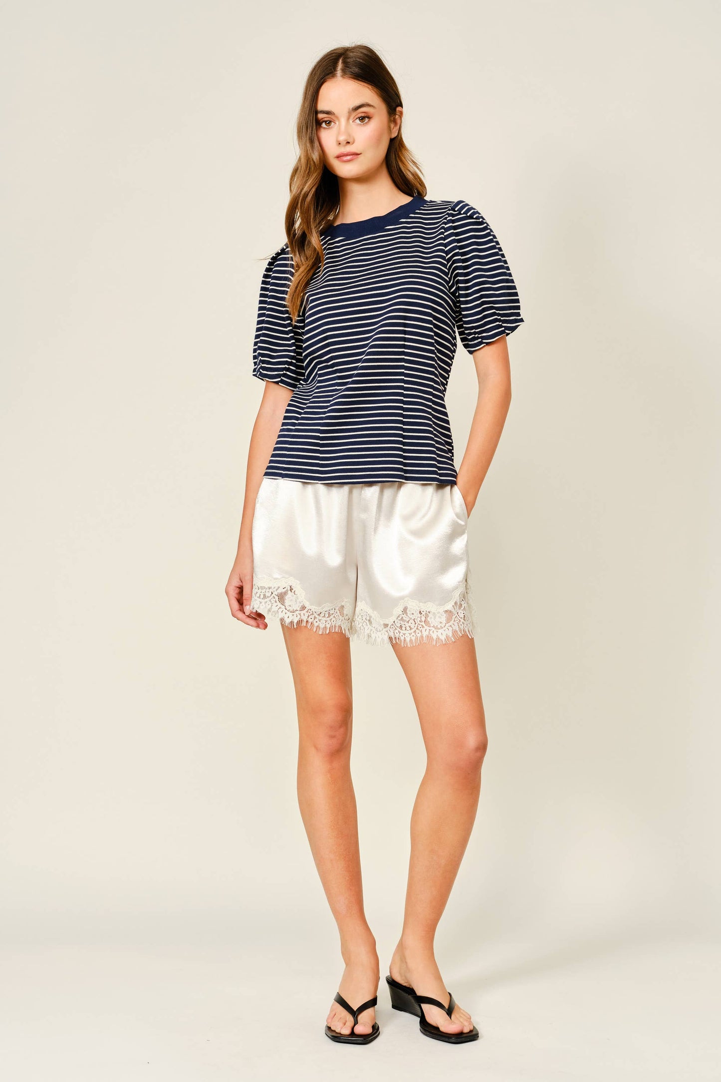 SATIN LACE SHORTS