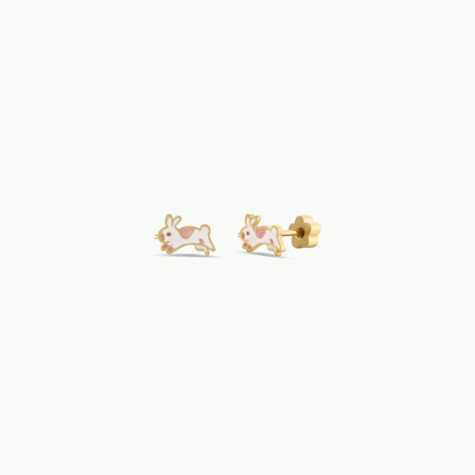 Bunny Enamel Flat Back Kids Earrings