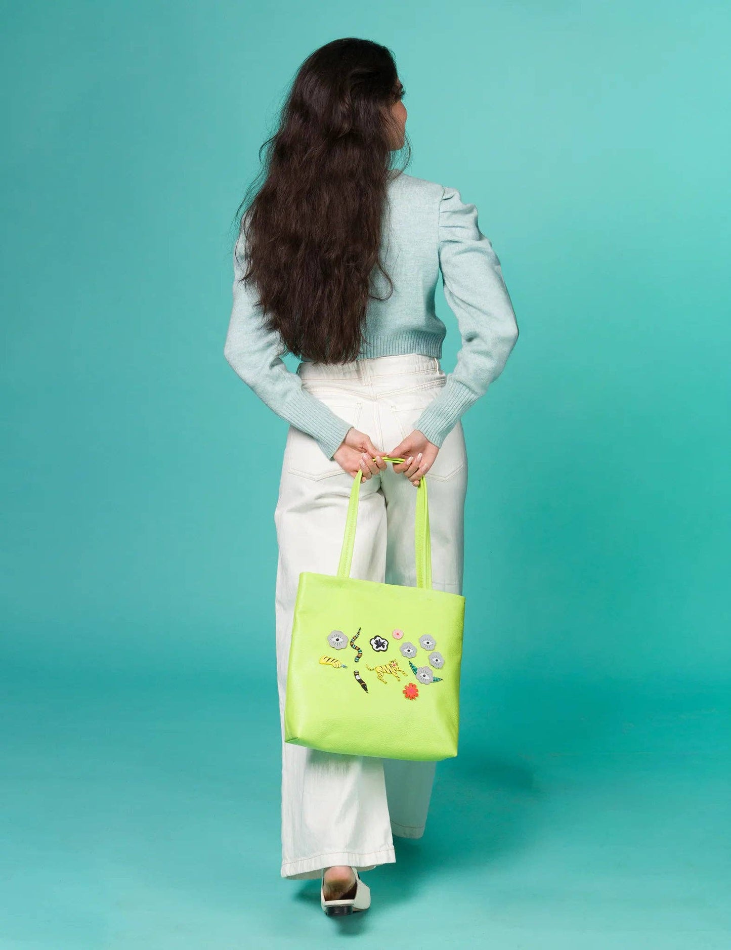 Matt Sharp Green Leather Tote Bag - Floralia Design