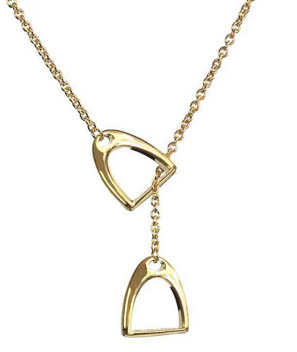 Colt & Filly Stirrup Lariat Steel Necklace- Waterproof