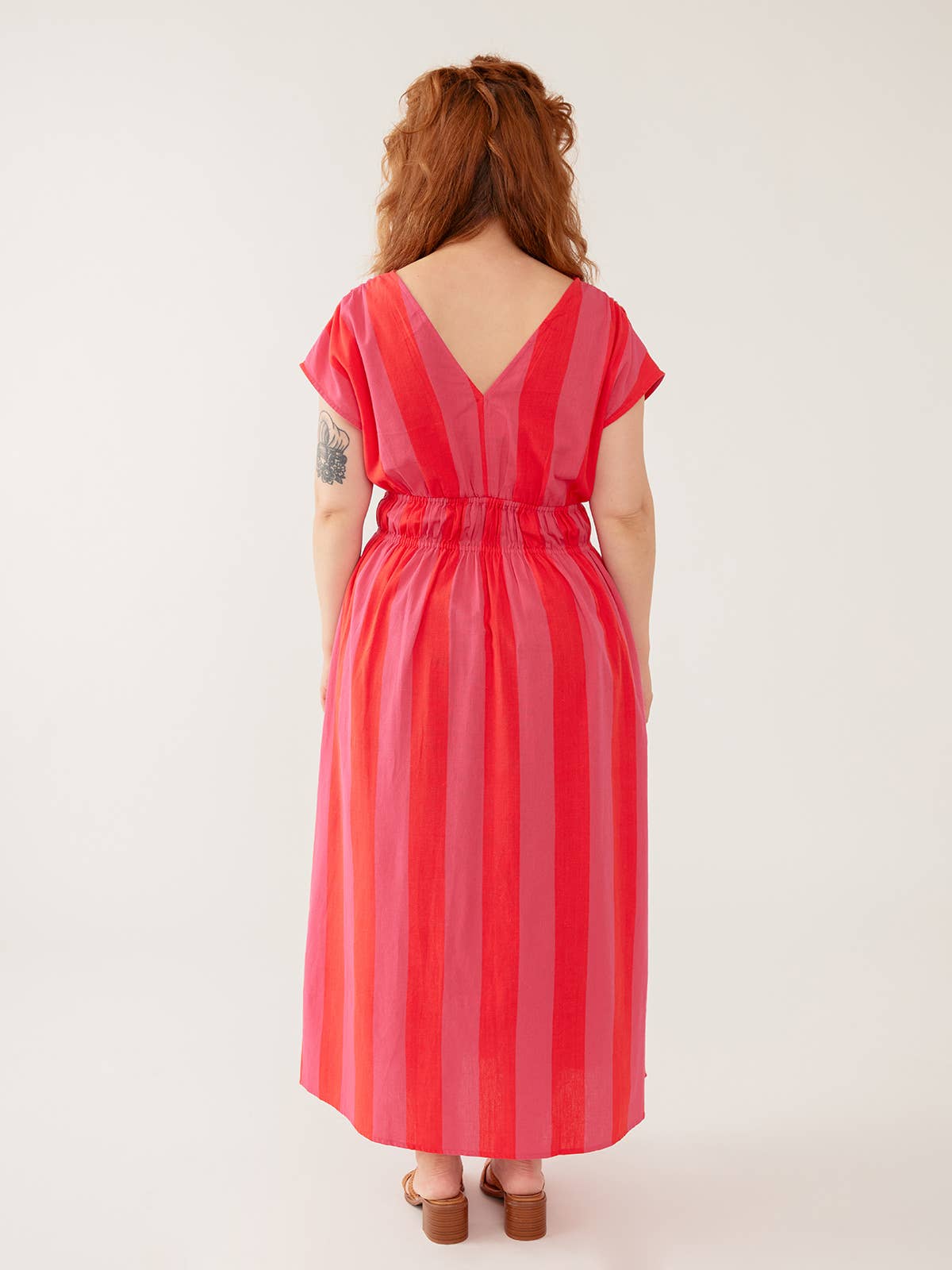 Hattie Dress Pink Red Linen Cotton
