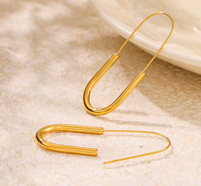 Paperclip Hoop- Drop Stainless Steel Earring