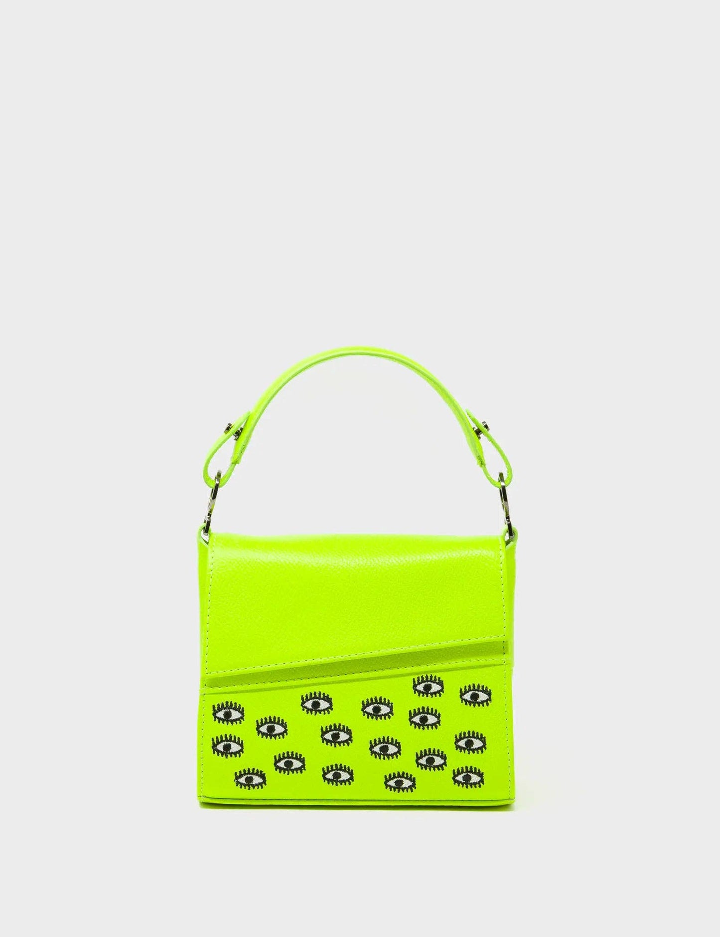 Anastasio Micro Crossbody Handbag Neon Lime Leather - All Over Eyes Embroidery