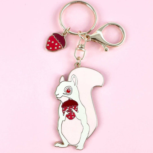 Albino Squirrel Keychain Charm