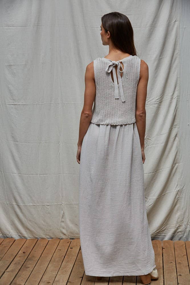 Knit Sweater Sleeveless Flare Midi Dress