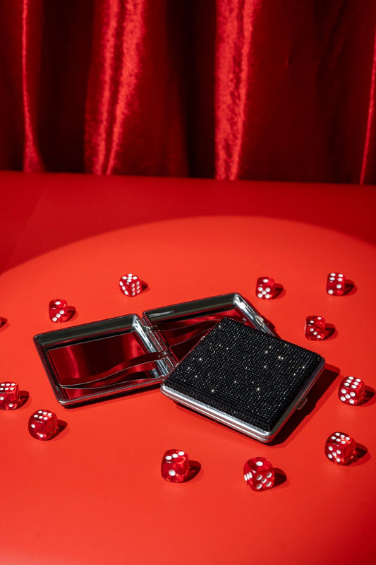 Rhinestone Cig Case - Black - Tsuru