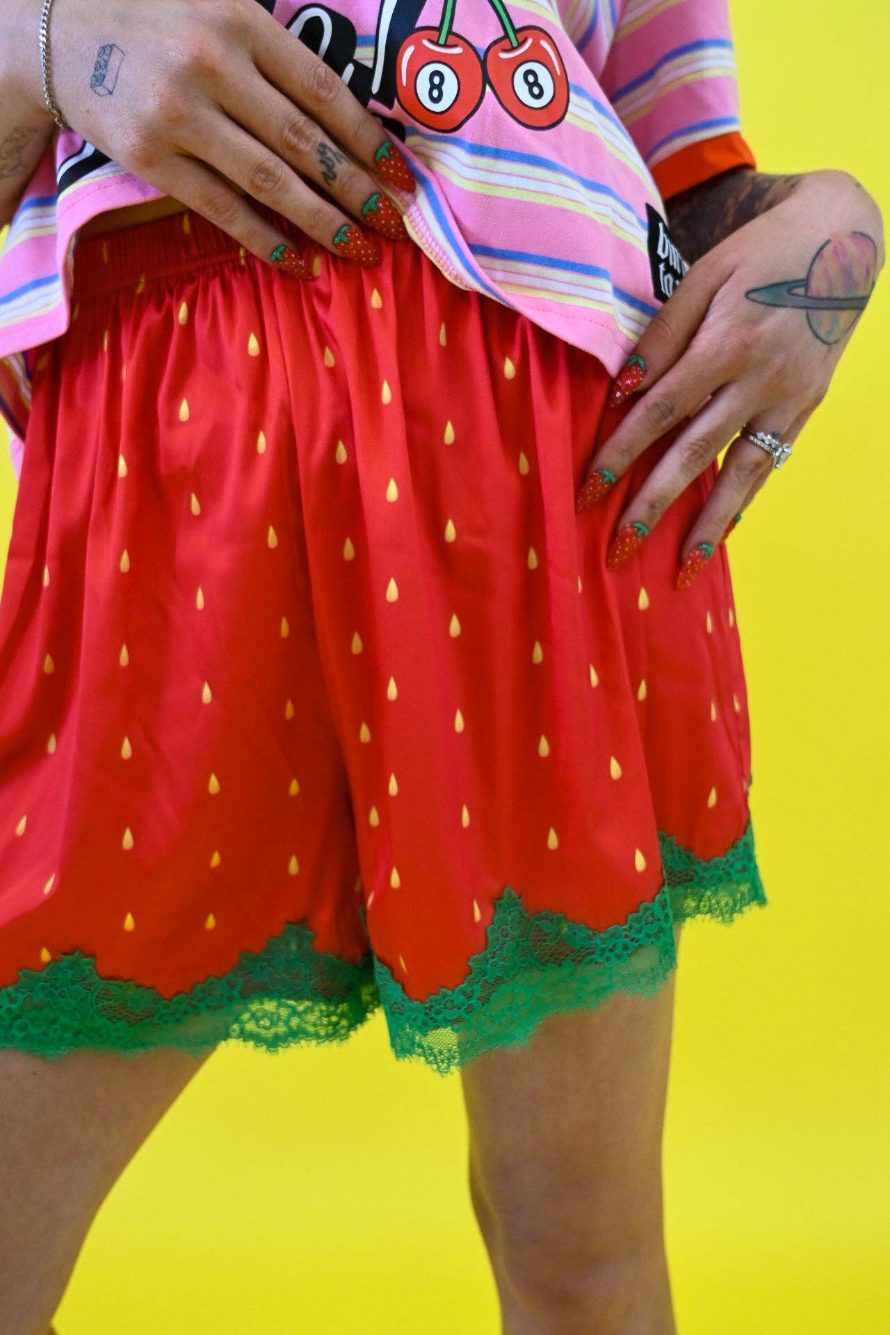 Sweet Cheeks Strawberry Lace Shorties