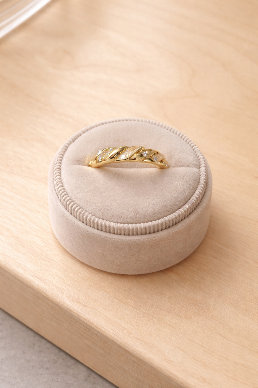 Gold Rings -  White Opal Twist