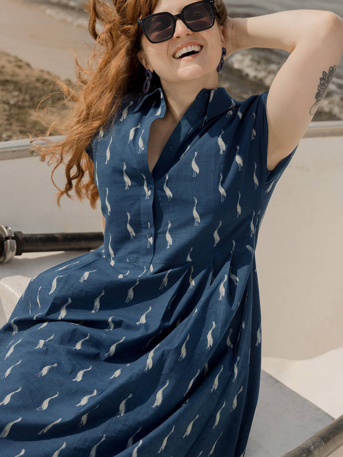 Emily Dress Indigo Goose