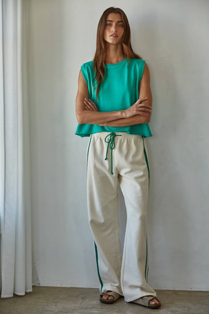 Knit Cotton Pigment Dye Round Neck Tank Top