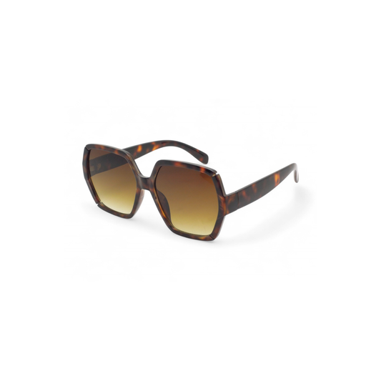 Oversized Hexagon Sunglasses in Tortoise Brown