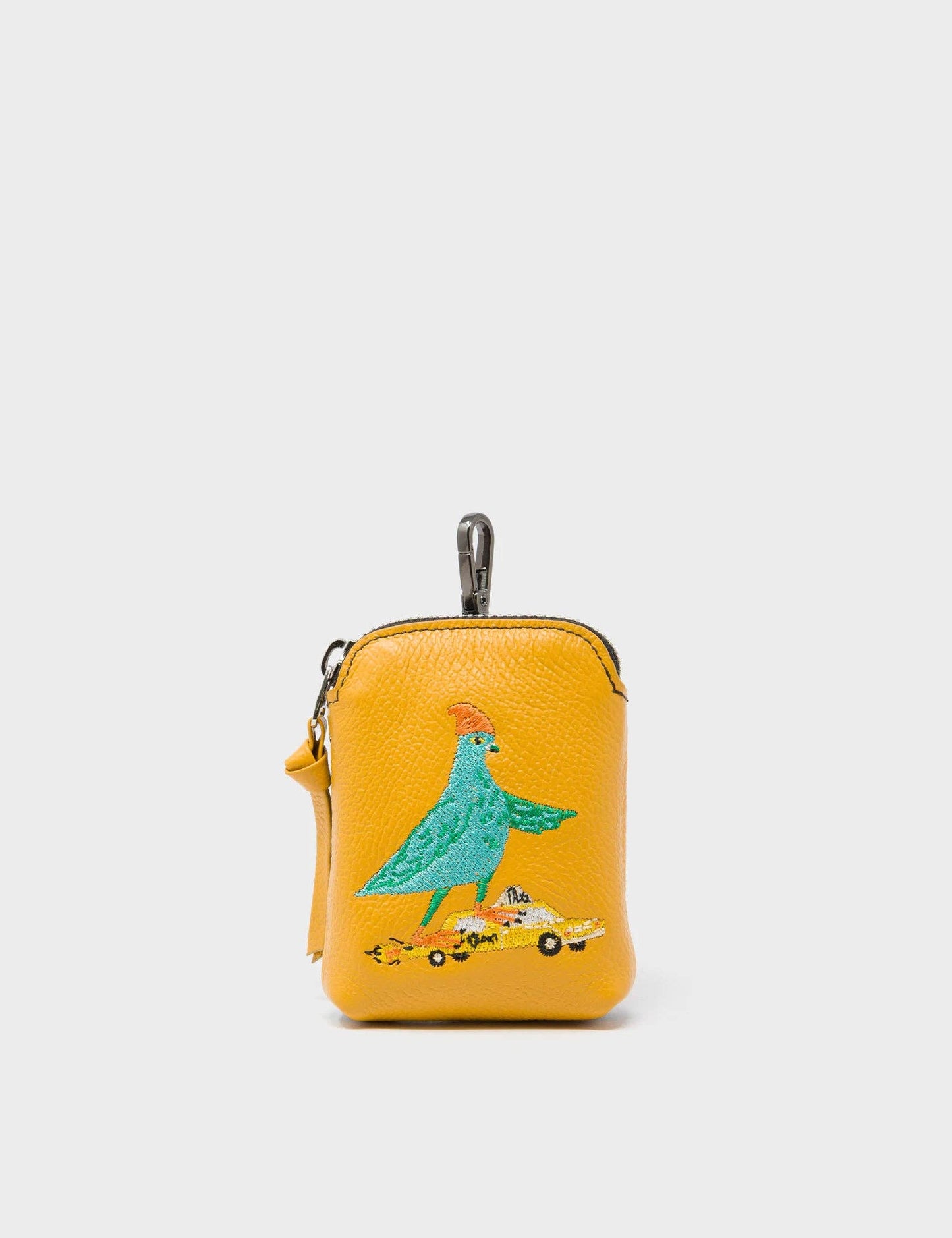Florence Pouch Charm - Golden Glow Leather Keychain Pigeonista Embroidery