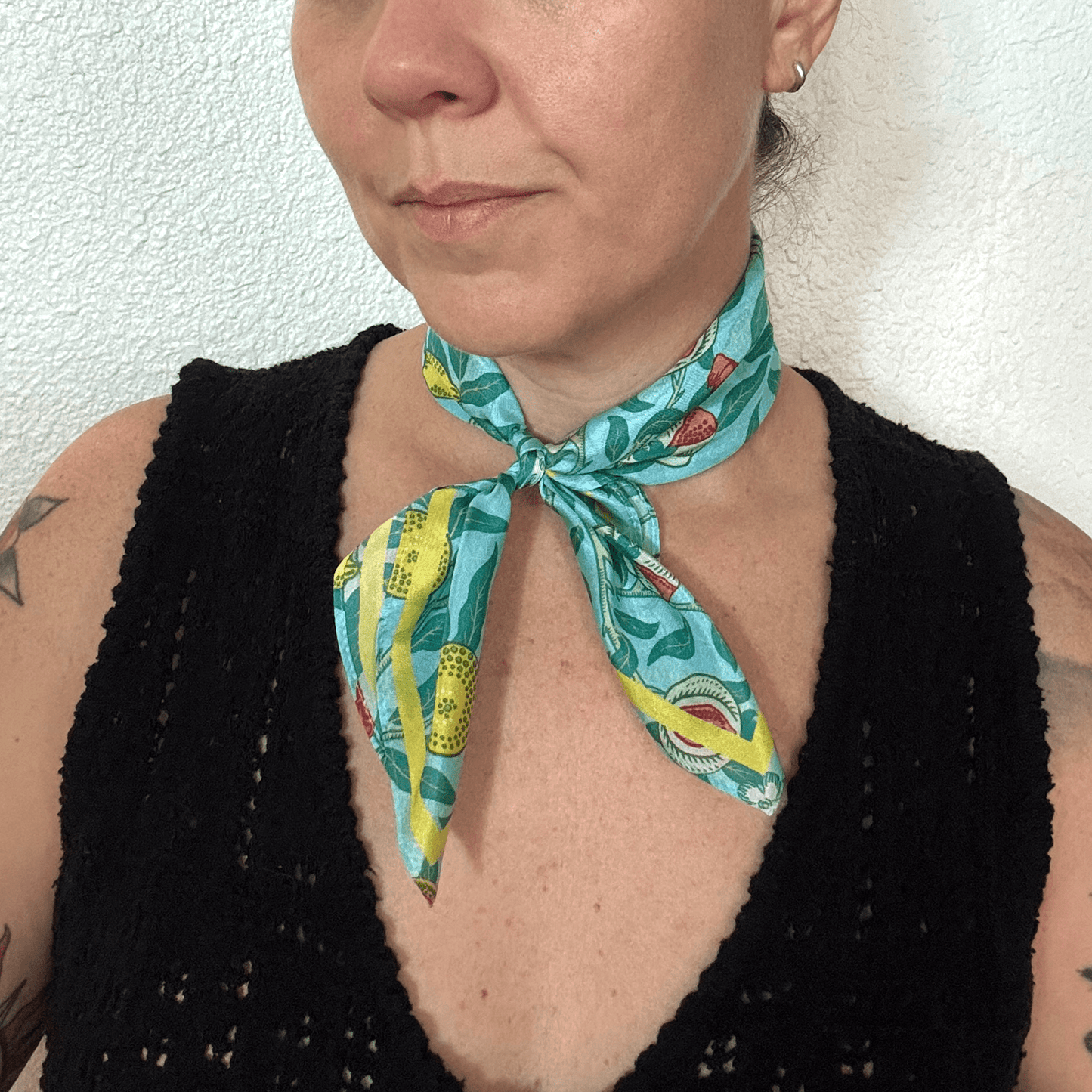 100% Silk Scarf William Morris Summer Fruit Bandana Tapestry - Tsuru