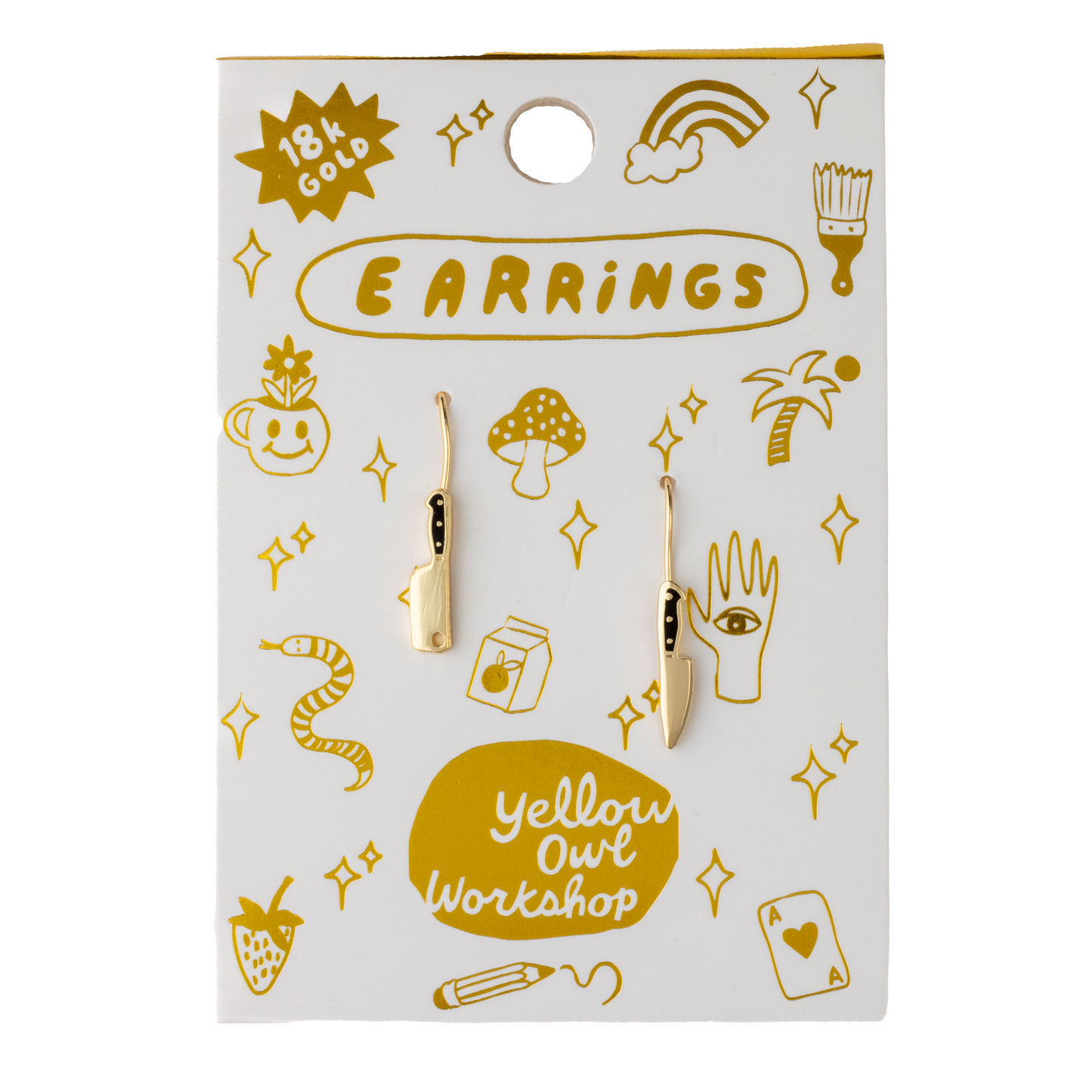 Chef's Knife & Cleaver Gold Earrings - Foodie Cook Chef Gift