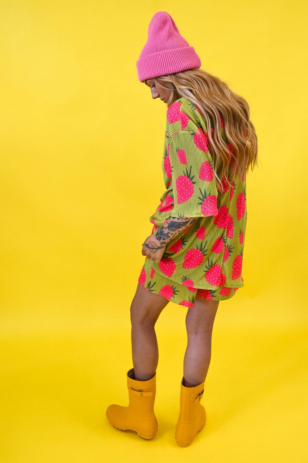 Strawberry Fields 4ever Plisse Short Set