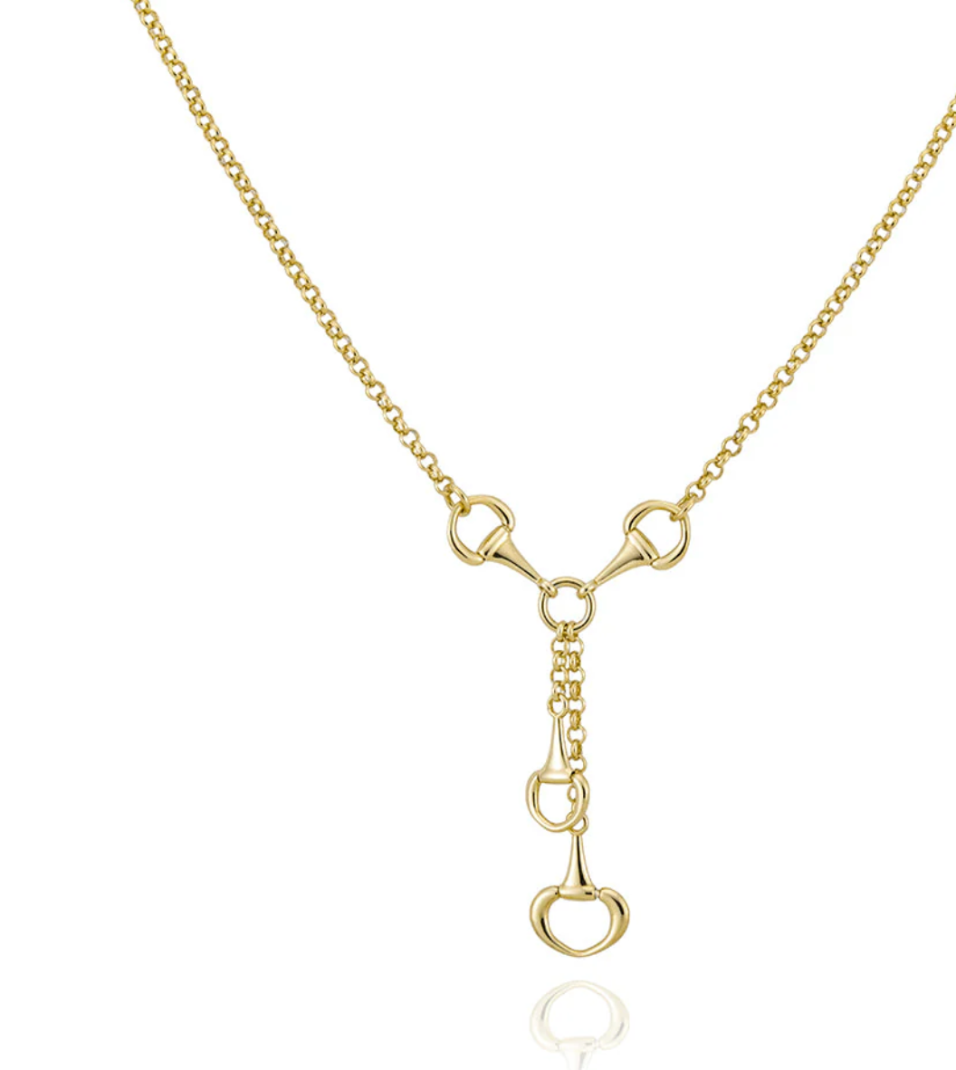 Equestrian Stirrup Drop Lariat Necklace PVD Waterproof