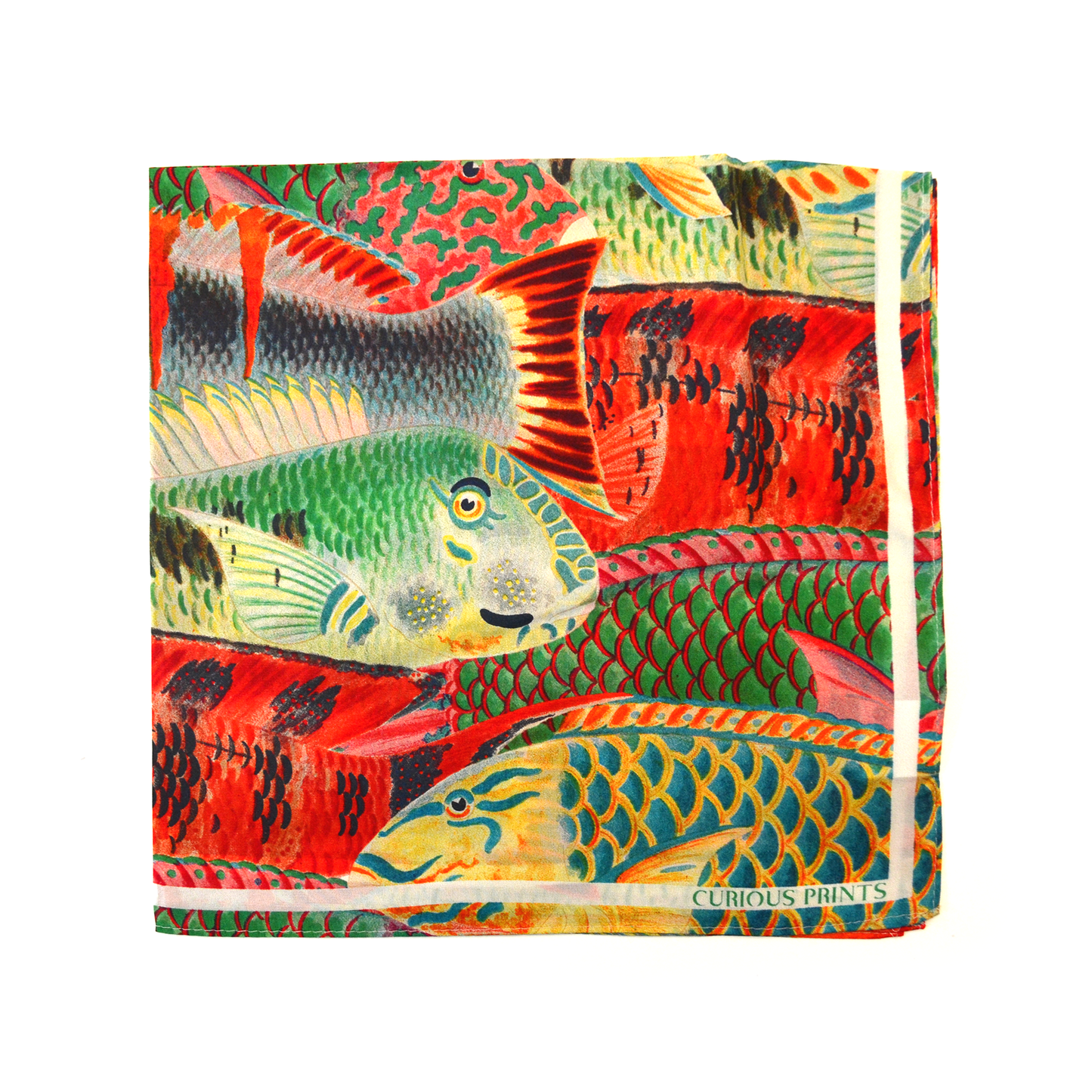100% Silk Scarf Tropical Fish Summer Beach Bandana Tapestry