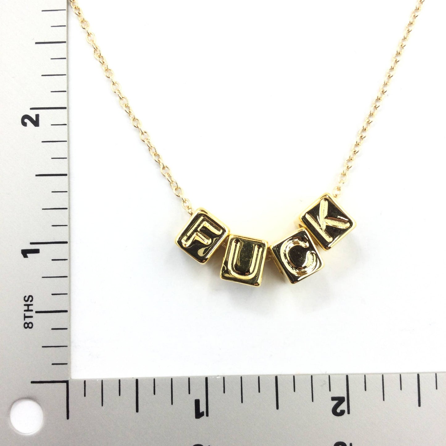Gold F*CK Letter Cube Necklace