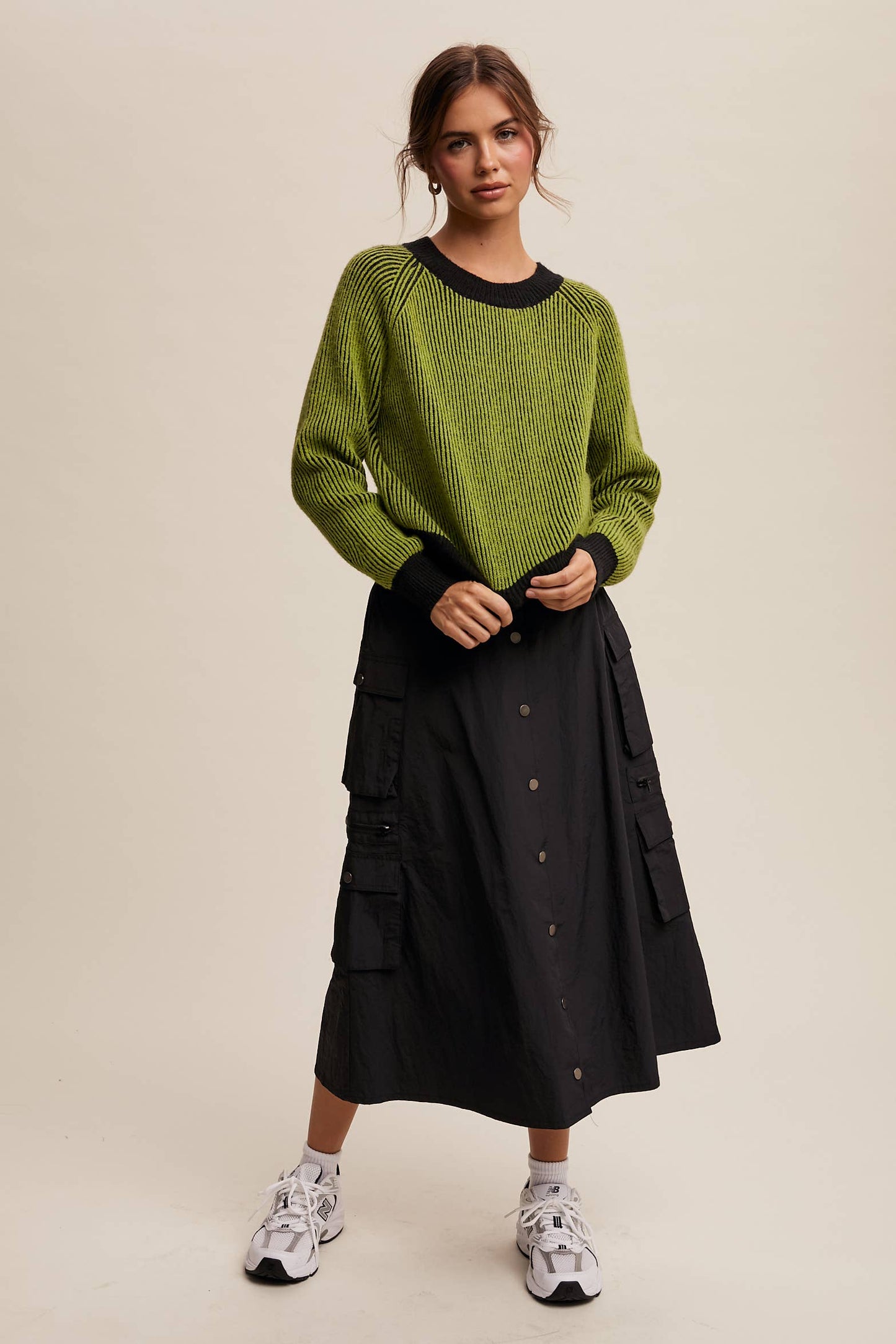 Colorblock Striped Ribbed Sweater