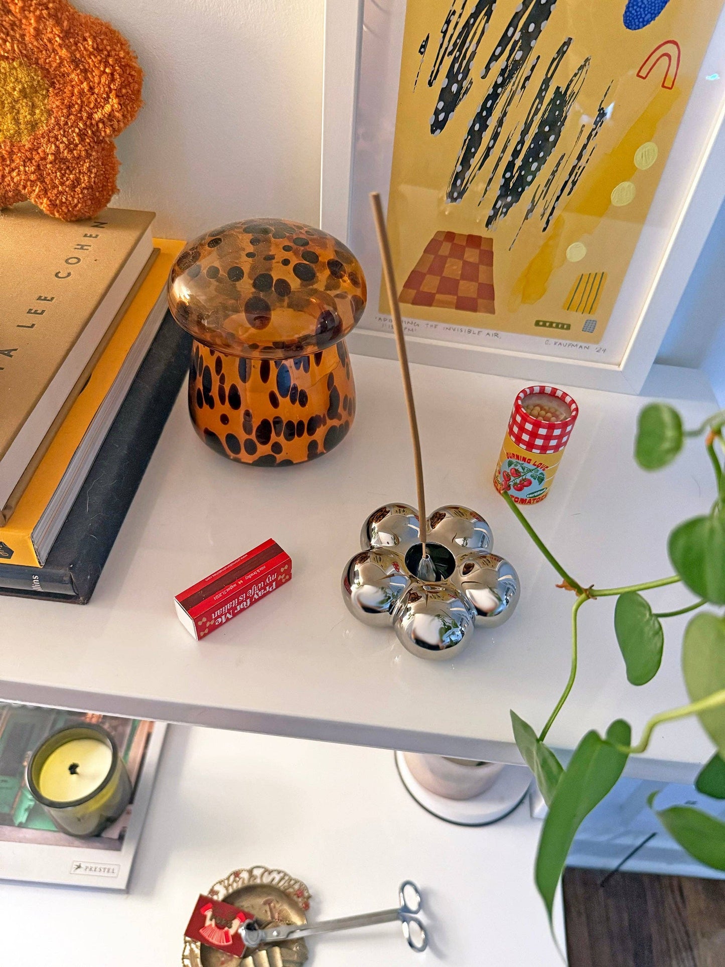 Chrome Flower Incense Holder