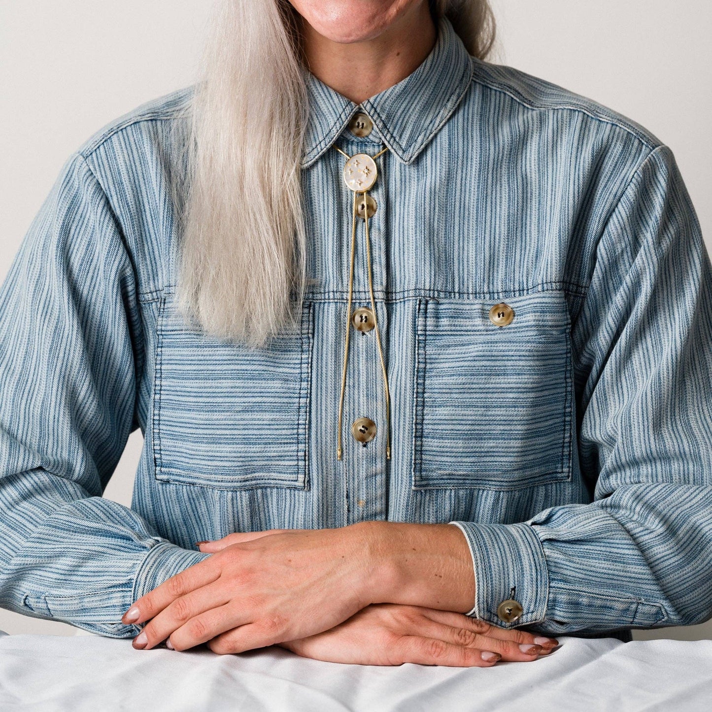 14K Gold Plated & Mother of Pearl Brandi Bolo Necklace