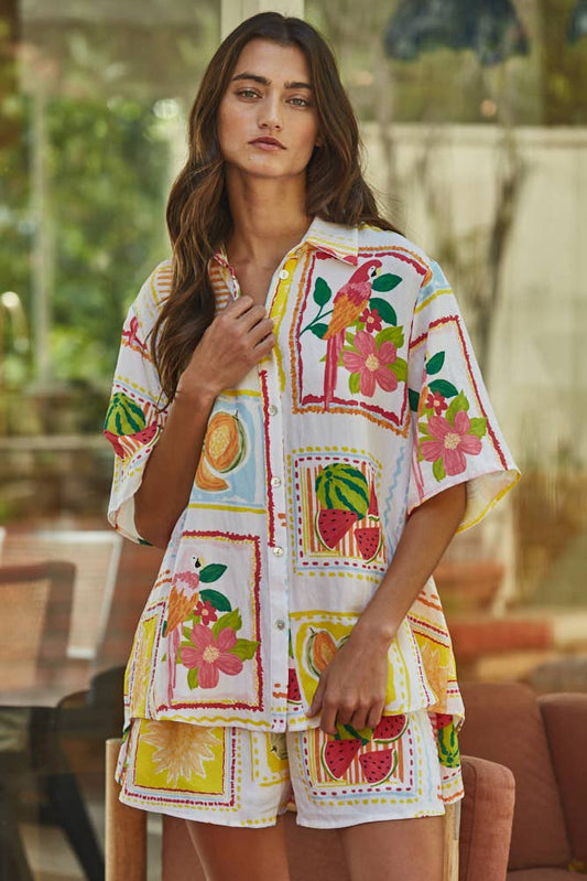 Fruit Print Shirt Top