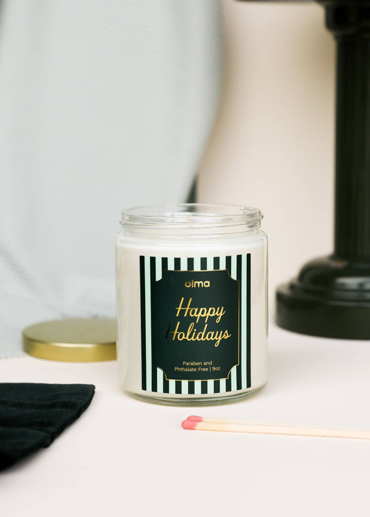 Happy Holidays - Holiday Candle - 9oz Clear