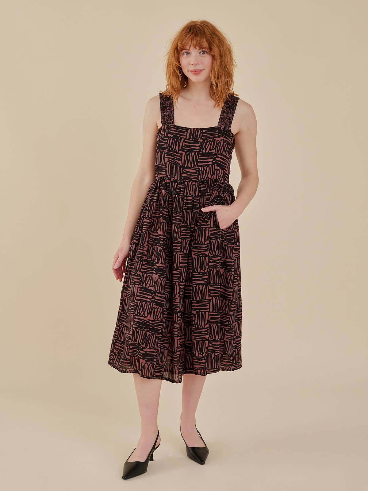 Nikita Dress Mocha Scribble Modal