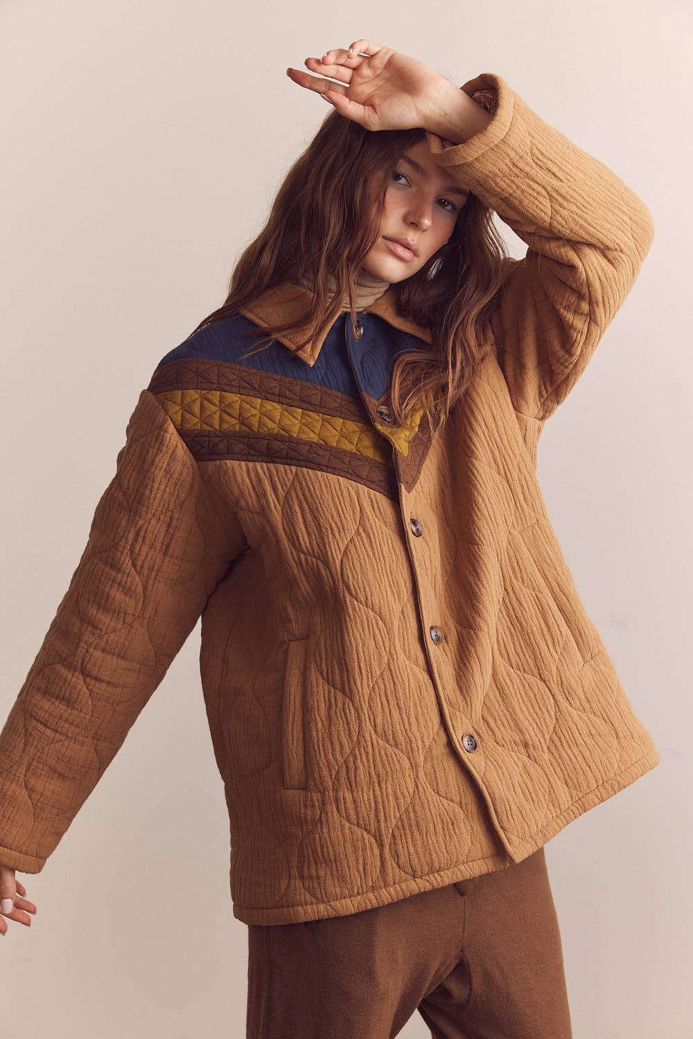 Color block cotton bomber jacket