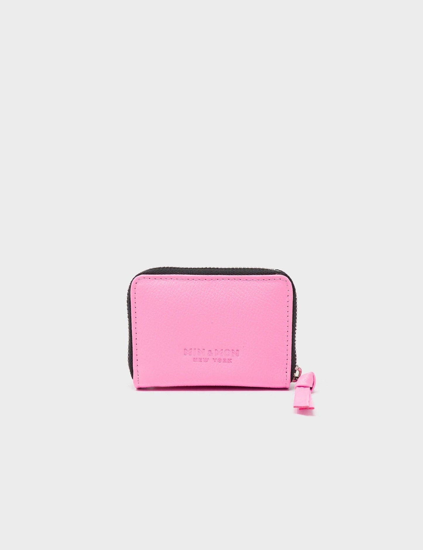 Frodo Bubblegum Pink Leather Zip Around Wallet - Studs Pattern