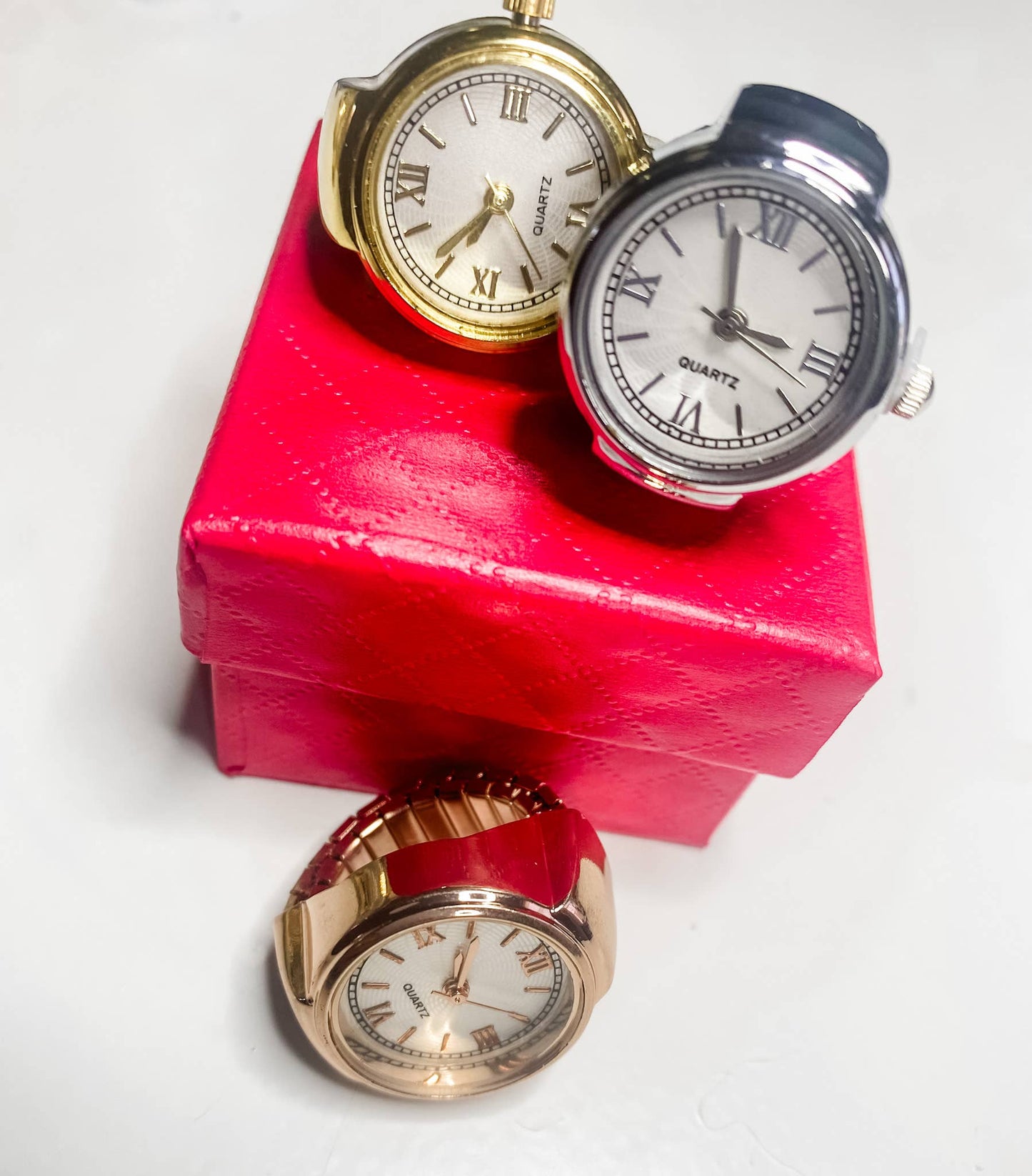 Watch Ring- Stainless Steel- Quartz Stretch Ring- Gift Box